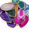 Yase Wholesale Agate Stone Slices Wholesale Brazilian Agate Slices Gold Plating Natural Polished Slices Agate Colorful