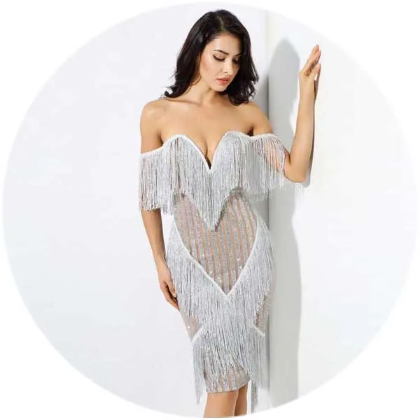 2019 women party wear off shoulder elegant tassel sexy silver white sequin midi bodycon evening bandage dress C1192, White black red green
2019 women party wear off shoulder elegant tassel sexy silver white sequin midi bodycon evening bandage dress C1192, White black red green