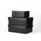 Manufacturers Custom Printed Luxury ribbon Folding Paper Gift Shoe Packaging black Cardboard Box with paper inlay