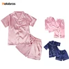 Pink Children Pajamas Pijamas Silk Satin Baby Girls Nighty Organic Kids Pyjamas