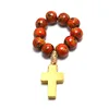 Wooden Jewelry Catholic Rosary Finger Ring With Cross