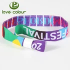 Polyester material fabric wristband with a 1 way black plastic lock