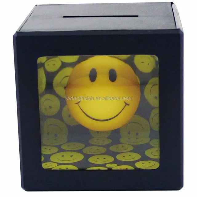 kwang hsieh smile face plastic magic coin bank saving box