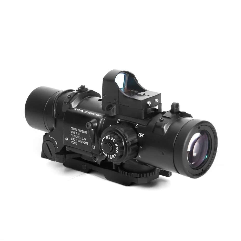 HY Tactical Hunting 1-4X Fixed Dual Purpose Scope With Mini Reflex Red Dot Sight, Black
HY Tactical Hunting 1-4X Fixed Dual Purpose Scope With Mini Reflex Red Dot Sight, Black