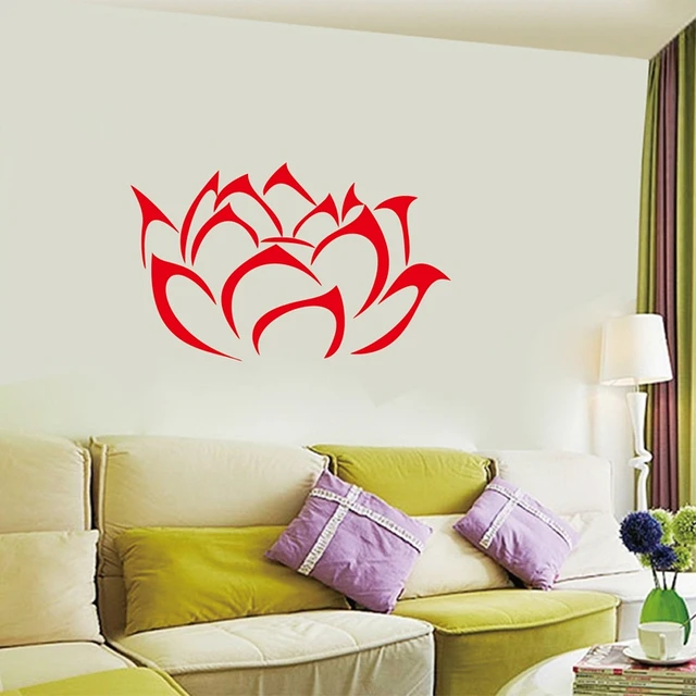  Vinilo adhesivo de pared flor de loto flor de loto pegatina de  pared hermosa flor decoración pared mural pared gráfico arte decoración  hogar decoración árbol verde lima : Herramientas y Mejoras