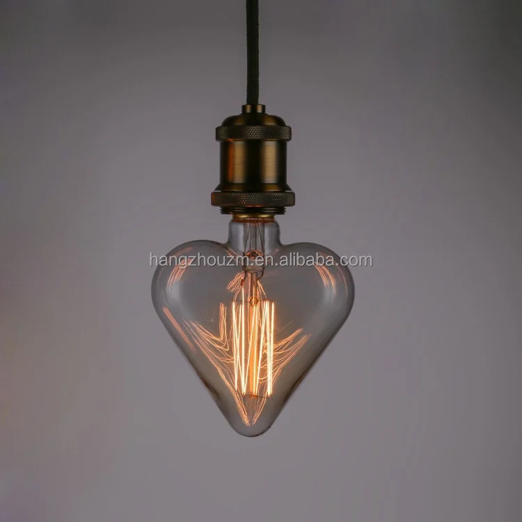 Hot selling 25w 40w 60w antique heart shape edison style light bulb