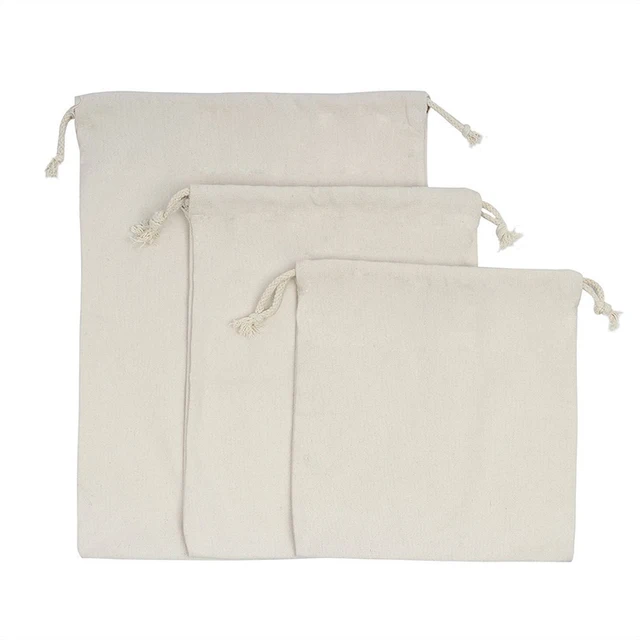 cotton muslin produce bag drawstring storage canvas grocery bag