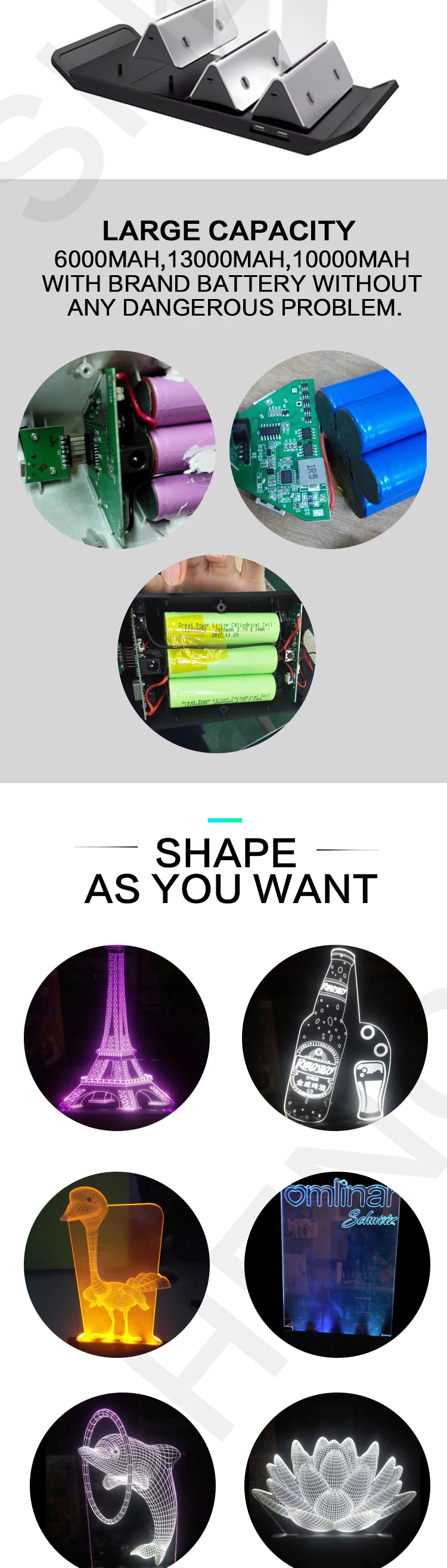 Prevailing New Innovation Top Sell Led Light Advertising Board Universal Charger 6000-13000Mah Power Bank - ANKUX.COM