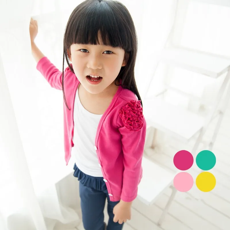 Spring/summer 2015 small and medium-sized girls pure cotton knitting is prevented bask in coat.wholesale children's boutique clo