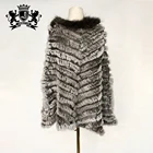 Custom fur cape girls fashion fur cape coat knitted rabbit fur cape