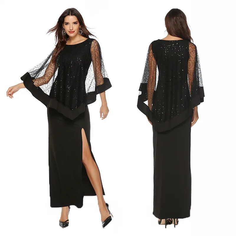 New Women's Sleeveless Slim Soft Round Neck Paillette Cape High Slit Formal Evening Party Maxi Dress
New Women's Sleeveless Slim Soft Round Neck Paillette Cape High Slit Formal Evening Party Maxi Dress