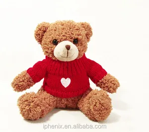 high quality sitting bear plush teddybear toy with a red sweater