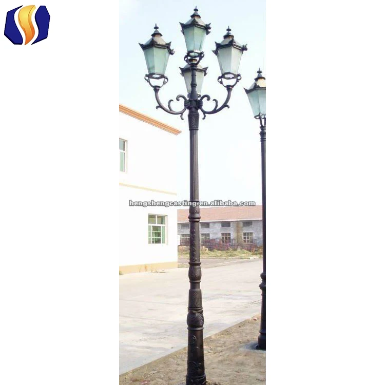 galvanized steel street lamp pole, decorative 5 arms lighting pole