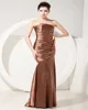 Unique Design Elegant Mermaid Strapless Sleeveless Brown Ruched Lace-up Mother Of The Bride Dress