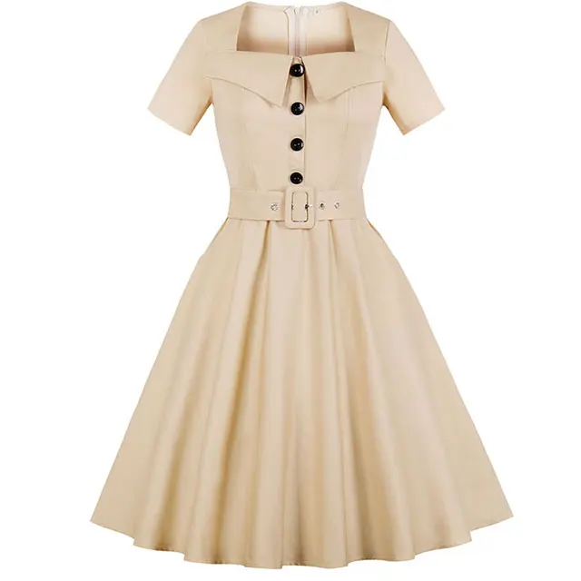 Free Porm New Fashion Hand Rockabilly 1950s Square Collar Vintage Women Elegant Apricot Pocket A Line Cotton Dresses with Belt
Free Porm New Fashion Hand Rockabilly 1950s Square Collar Vintage Women Elegant Apricot Pocket A Line Cotton Dresses with Belt