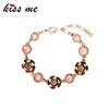 sl00648 Noble Pink Handmade Glass Soft Flower Vintage Gold Spring 2018 Bracelet Women