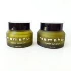 50G frosted olive green glass cream jar with black lid
