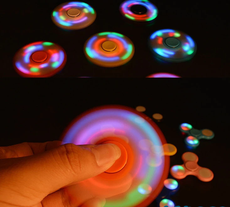 New Arrival Light Rainbow Fidget Hand Spinner Flashing Light EDC Led customized logo fidget vision spinner