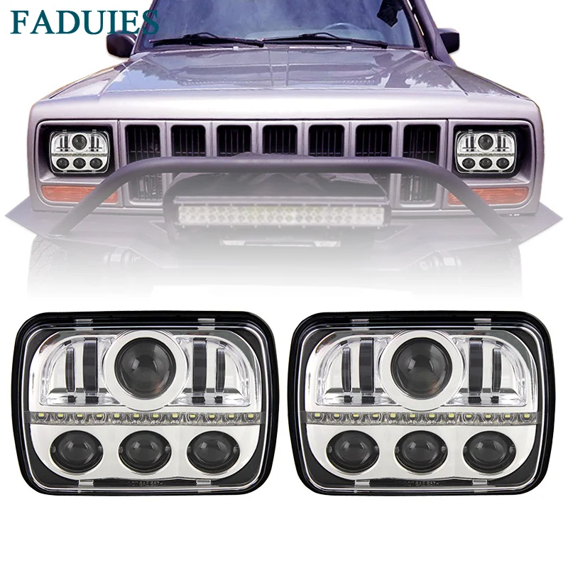 3 FADUIES 80W 5''x7'' 7''x 6'' Led Headlights with DRL For Jeep Wrangler YJ Cherokee XJ H6054 H5054 H6054LL 69822 6052 6053 (13)
