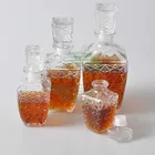 EMBOSSED SQUARE GLASS WINE BOTTLE SET OF 4
