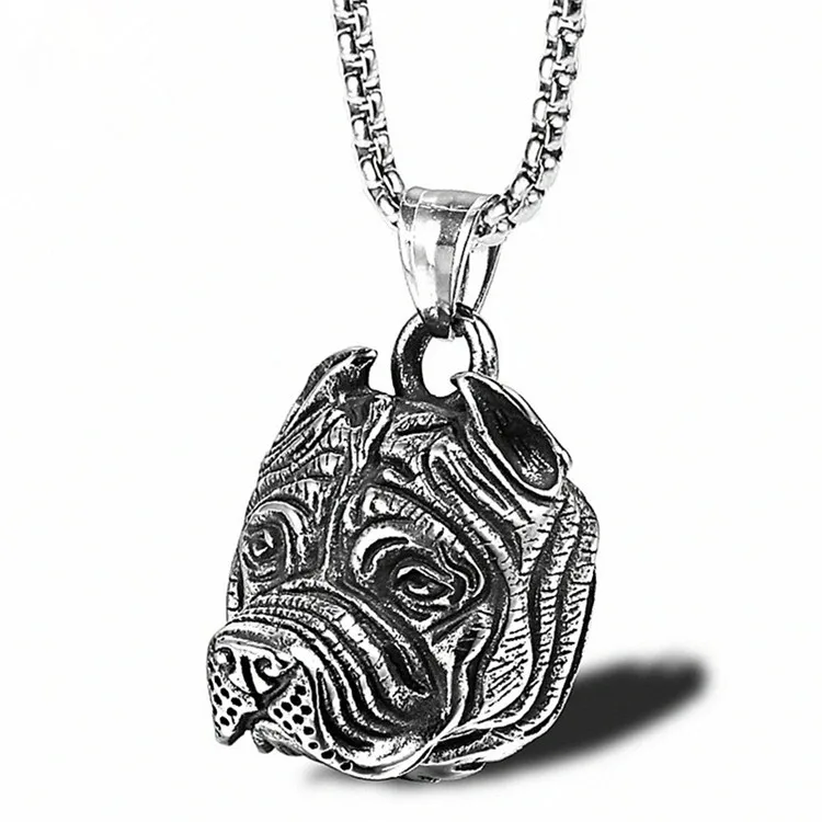High Quality Retro Stainless Steel Dog Pendant Necklace Bulldog Head Pendant Necklace for Men
High Quality Retro Stainless Steel Dog Pendant Necklace Bulldog Head Pendant Necklace for Men