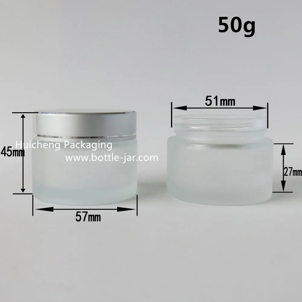 Wholesale 50 G Frosted Glass Cosmetic Jar With Sliver Cap Buy 50g Jar