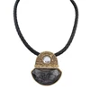 Cool leather jewelry supplies old gold plated metal pendant necklace big fashion black diamond necklace PN2577