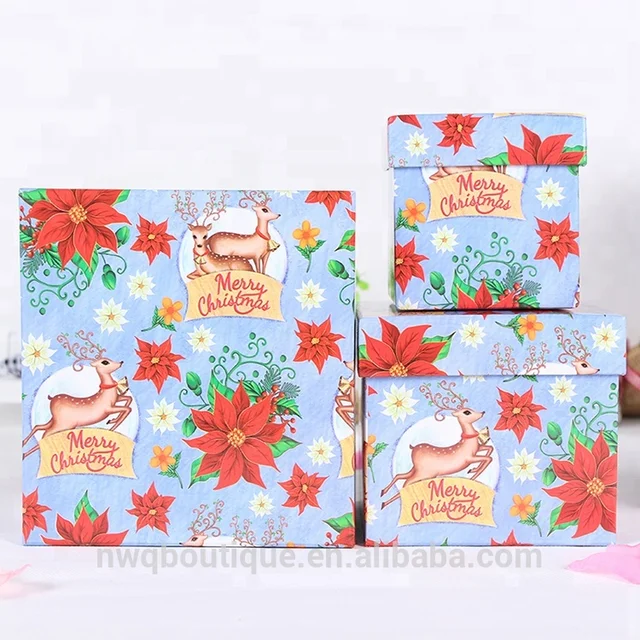 custom printed square luxury style christmas gift box packaging