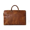 Handmade Brown Leather Briefcase Men's Business Bag Handbag Fashion Laptop Bag