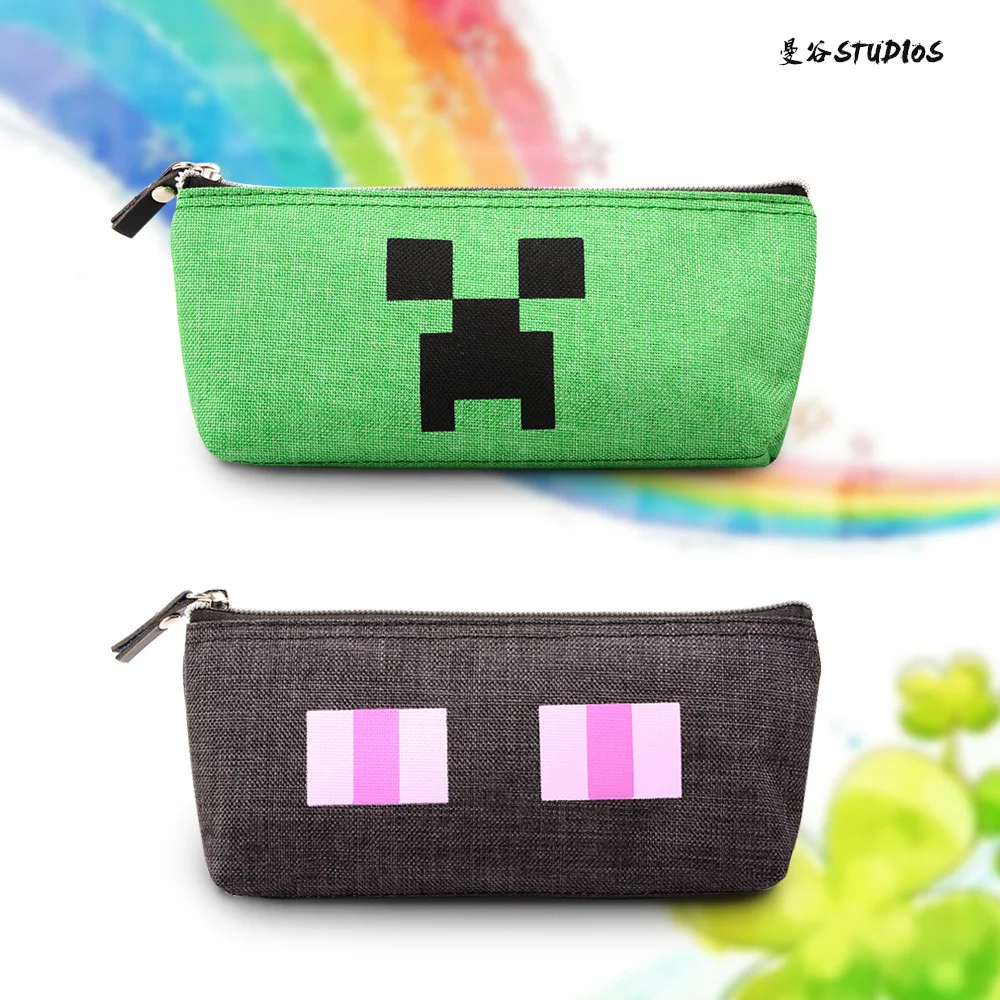 Hot!fiee ship fashion student pencil bag green&black Mine pencil bag change pocket HIGH QUALITY!SAME DAY SHIPPING
