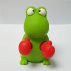 Promotional popper boxing frog keychains, 3d cartoon boxing animal keyrings with red boxing gloves