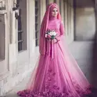 Hand Made Beautiful Long Sleeve Wedding Muslim Dress With Hijab