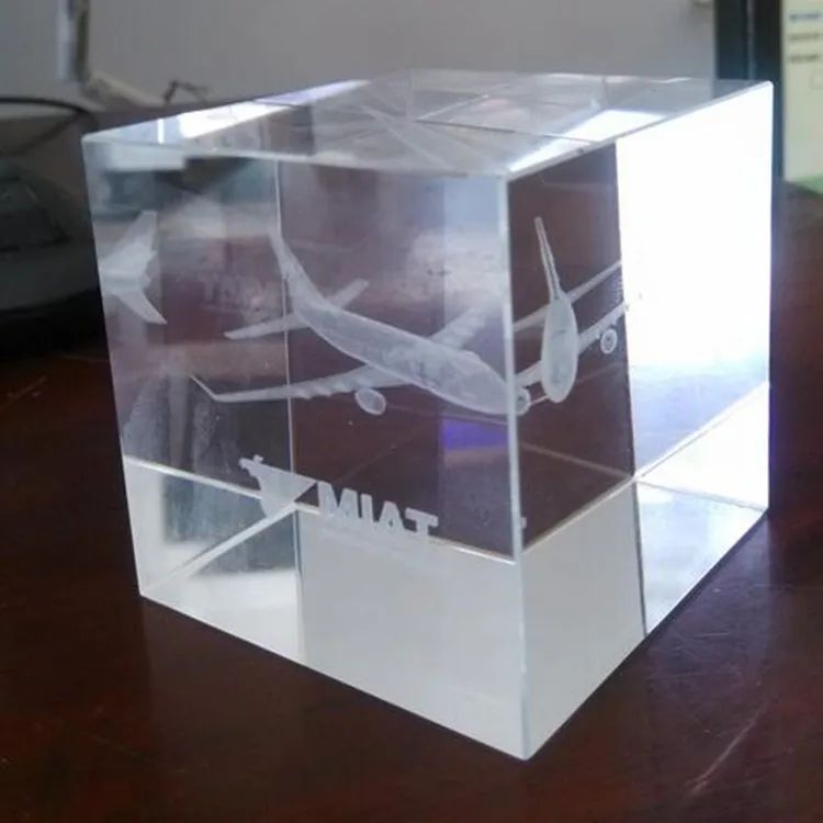 Wholesale airplane design 3d crystal laser engraving gifts business souvenir