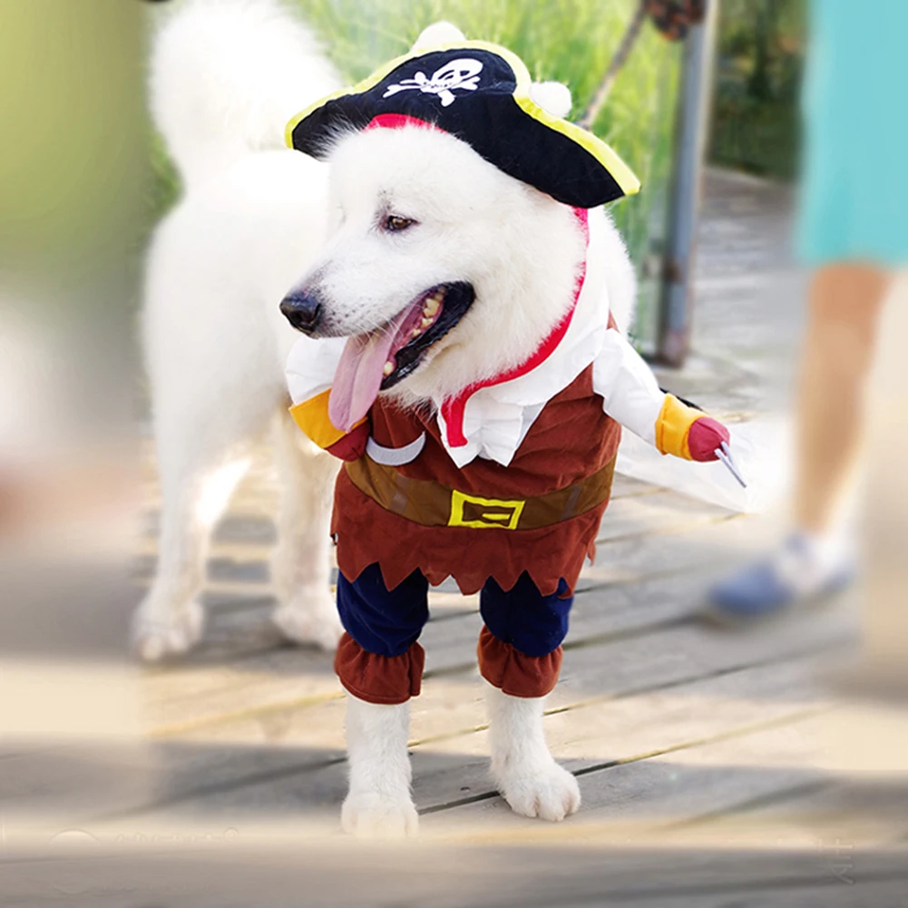 funny pet dog cat pirate costume suit halloween party puppy