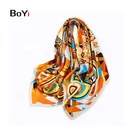 Luxury design Custom Print 100% Polyester Silk Feel Scarf for women