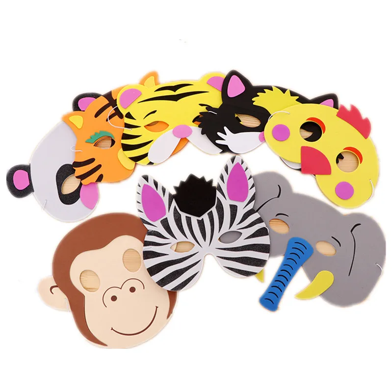 De espuma eva niños animal mitad máscara para los niños mono Tigre chica gato panda cebra y elefante