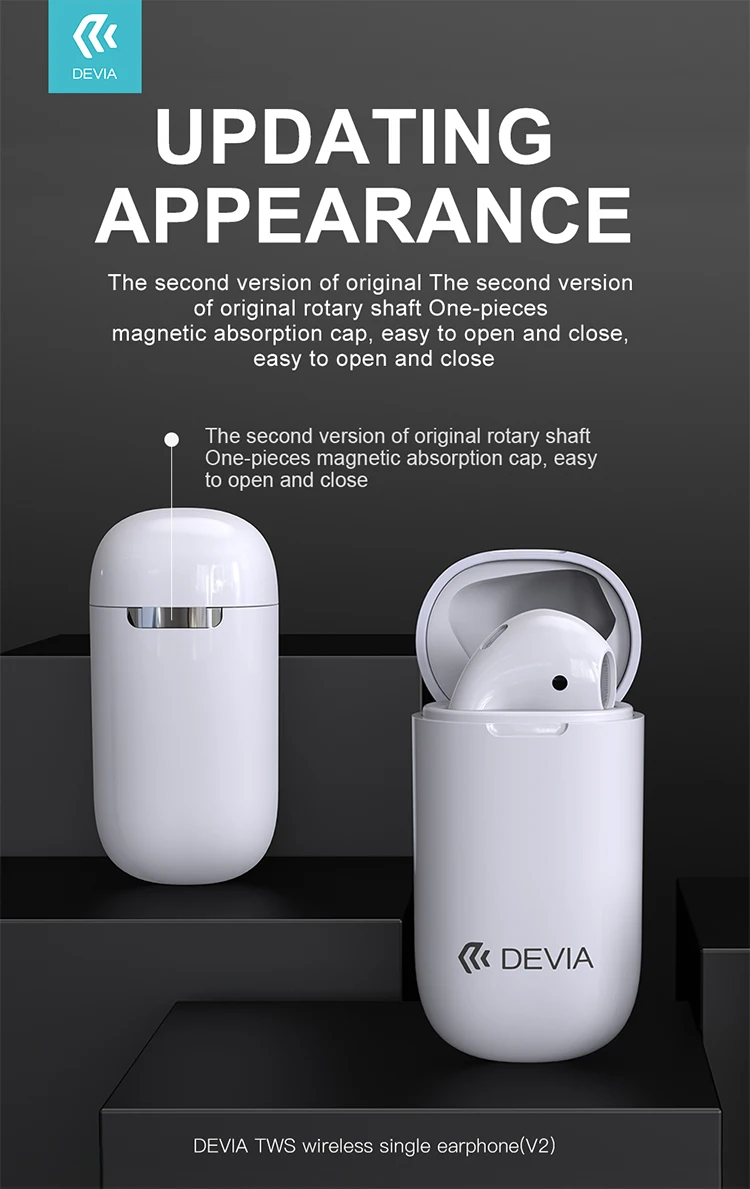 Devia in ear stereo bluetooth wireless earbuds single earphone - ANKUX.COM