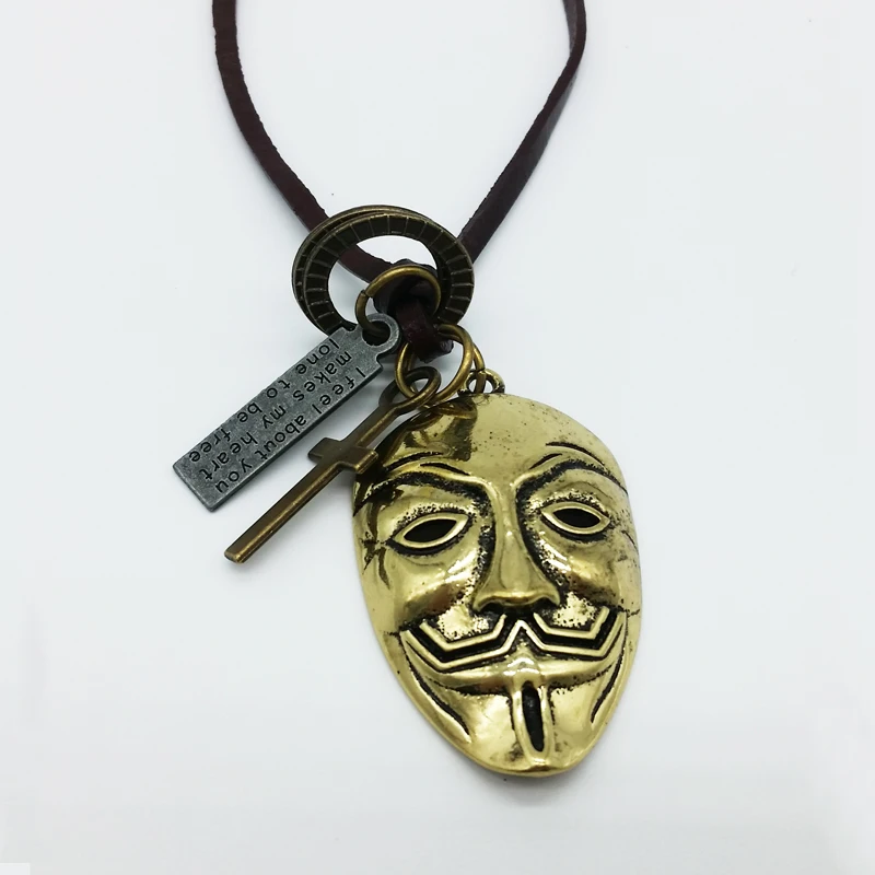 Mini V Vendetta Mask Pendant Necklace Two Colors Available Vintage Custom Necklace, Brown;silvery
Mini V Vendetta Mask Pendant Necklace Two Colors Available Vintage Custom Necklace, Brown;silvery