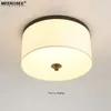 MEEROSEE Modern Simple Style Round Shape Vintage Black Glass LED Ceiling Lamp for Living Room Bedroom Fast Delivery MD85125