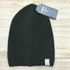 Mens cashmere ribbed knit beanie Army green oversized knit beanie with woven label