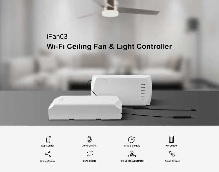 New Arrival Sonoff Ifan03 Wifi Ceiling Fan And Light Controller