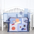 Baby Boy Sports Microfiber Blue Color Crib Bedding Sets Baby crib
