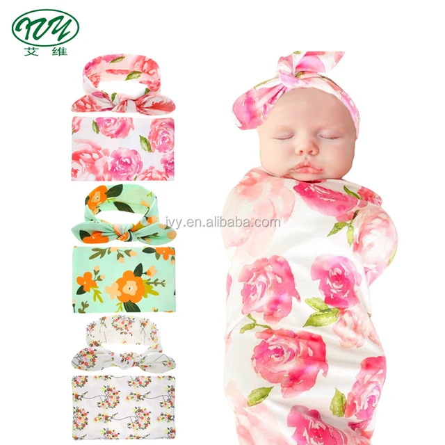 floral stretchy baby newborn gift set headband included girls