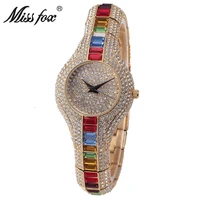 

Miss Fox 196 Brand Fashion Full Crystal Ladies Dress Wrist Watch Golden Alloy Luxury Quartz Women Diamond Watch reloj mujer 2019