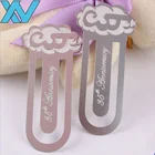 Metal Silver color Customized OEM design Etched Stainless steel bookmark gift