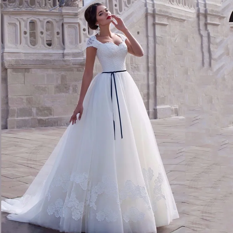 ON449 Latest New Lace Wedding Dresses Capped Sleeve Long Train Elegant Bridal Gowns Latex A Line Customized Vestido De Noiva, Default or custom
ON449 Latest New Lace Wedding Dresses Capped Sleeve Long Train Elegant Bridal Gowns Latex A Line Customized Vestido De Noiva, Default or custom