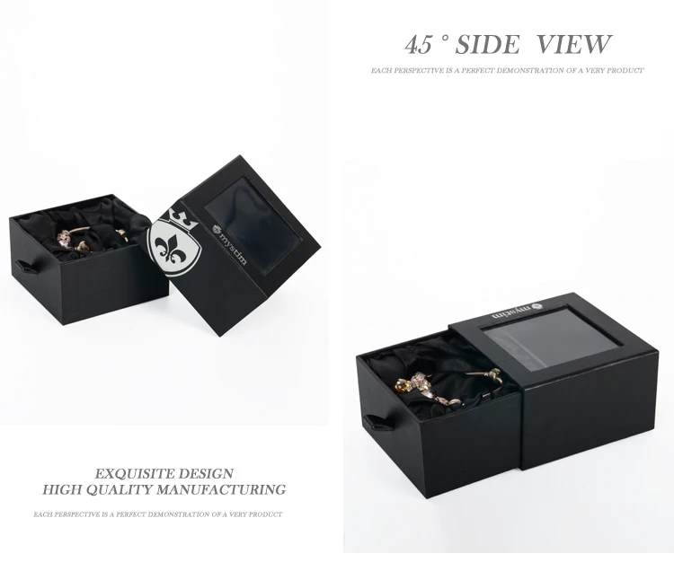 custom luxury black clear cardboard paper jewelry gift packaging