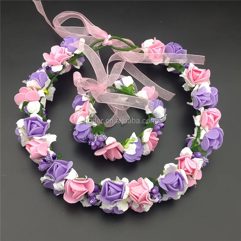 handmade foam rose flowers head wreath for wedding headdress and