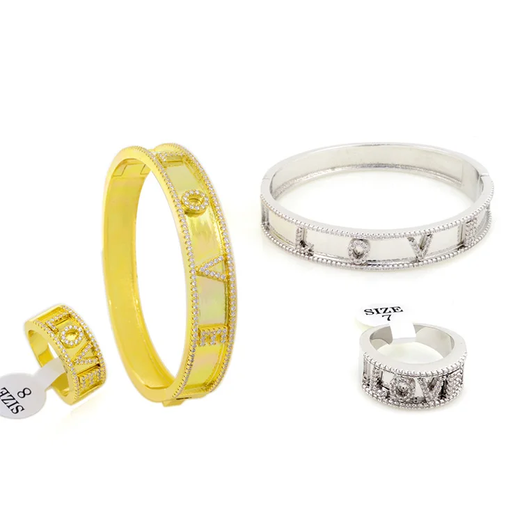 BG0857 I Love You Cubic Zircon Stone Three Colors Open Size Bangle And Ring Set, Picture
BG0857 I Love You Cubic Zircon Stone Three Colors Open Size Bangle And Ring Set, Picture