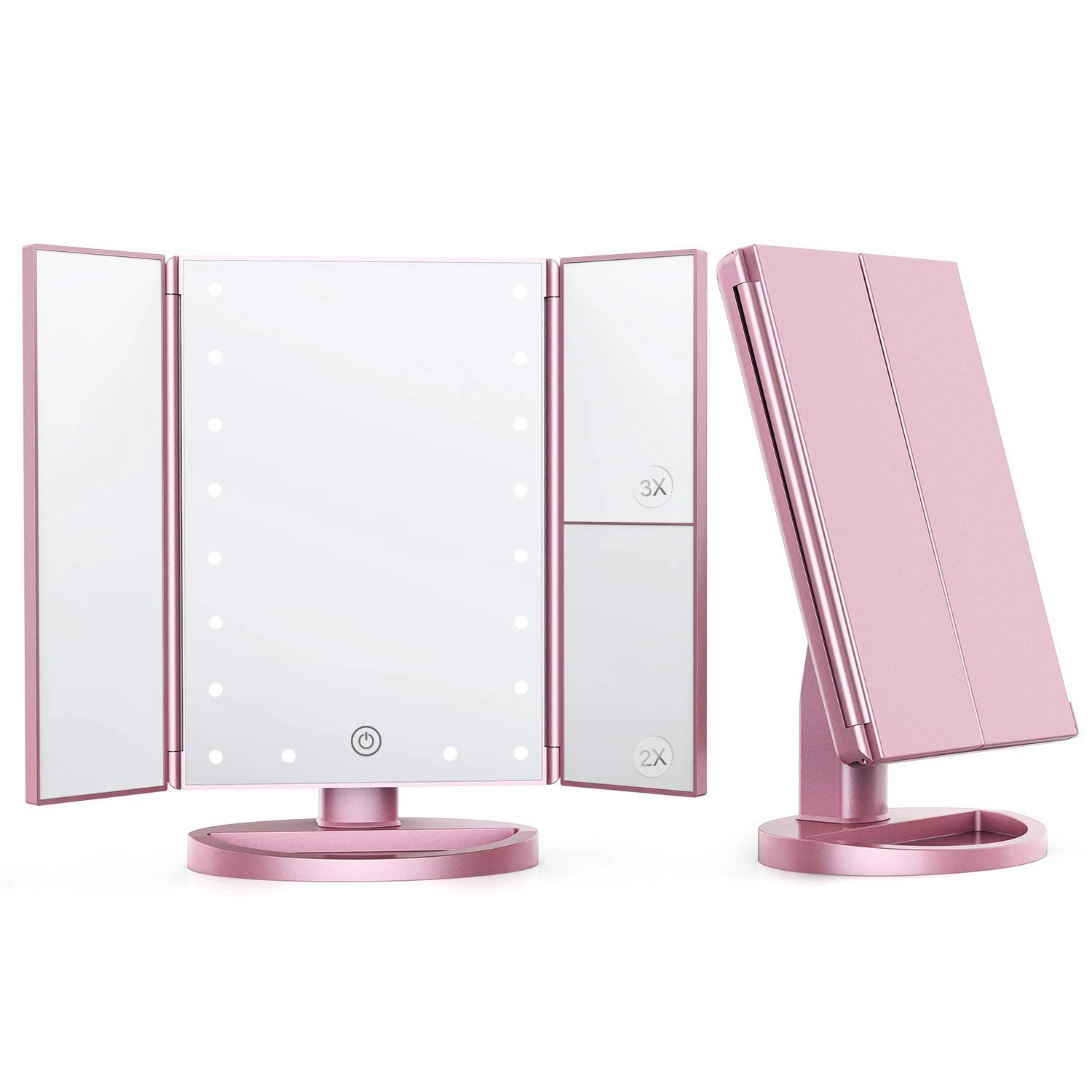 Desktop Foldable Travel Vanity Table Bathroom Portable Led Makeup Mirror With Led Light